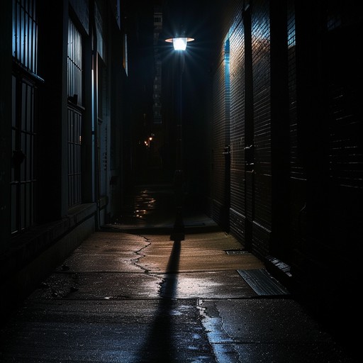 This track captures the essence of danger and suspense that lurks around the dimly lit corners of urban environments. The music portrays an image of a lone figure navigating through the narrow, shadow filled alleys, with the sound of distant sirens and the echo of footsteps adding to the atmosphere of uncertainty and anticipation.