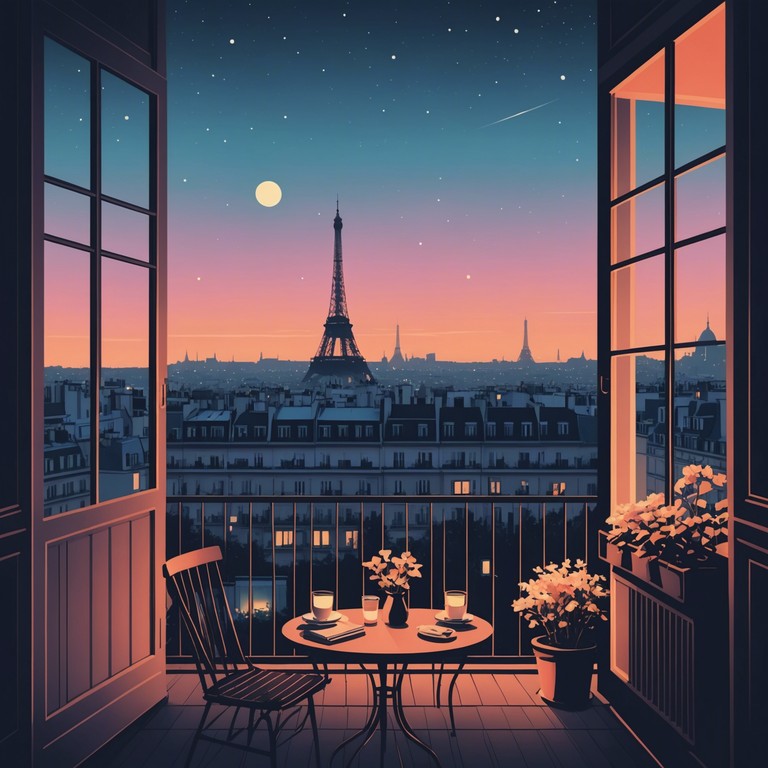 A gentle musical journey that brings the essence of a calm, starlit paris evening to life, using soft tones and simple rhythms to evoke peace and love.