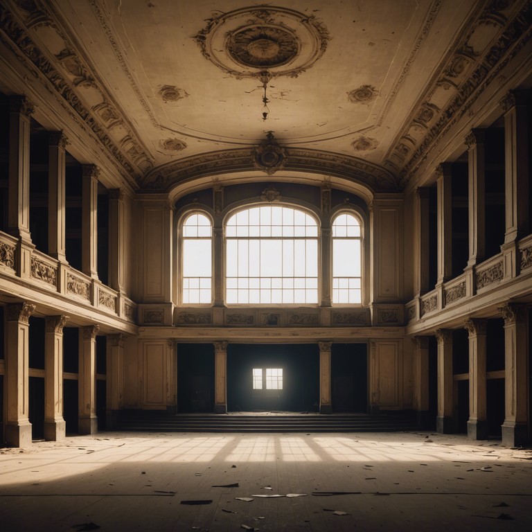 In an expansive, deserted opera house, the sounds of a lone violin emerge, weaving through the shadows and whispers of a once vibrant venue. The piece captures the haunting beauty of abandonment, with each note echoing off the walls, telling stories of past grandeur and present solitude.