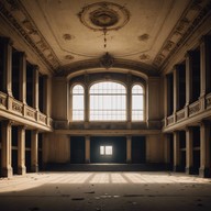 orchestra plays in a deserted opera house.