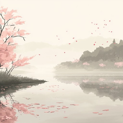 A serene composition reflecting the beauty of cherry blossoms blooming