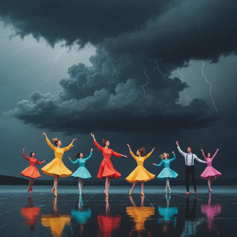 This alternative version captures the unsettling intensity of approaching storm clouds, depicting the conflict between an impending tempest and the unyielding spirit of a festive island atmosphere. It's a dance between defiance and nature itself, expressed through spirited calypso rhythms spiked with unexpected dark twists.