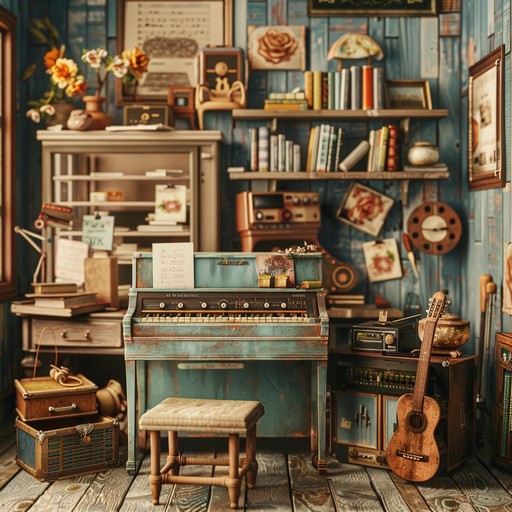 A delightful arrangement of gentle harmonies intertwined with charming mechanical ticking and chimes. This music captures the essence of a serene vintage toy workshop, bringing forth playful serenity and nostalgic reflections.