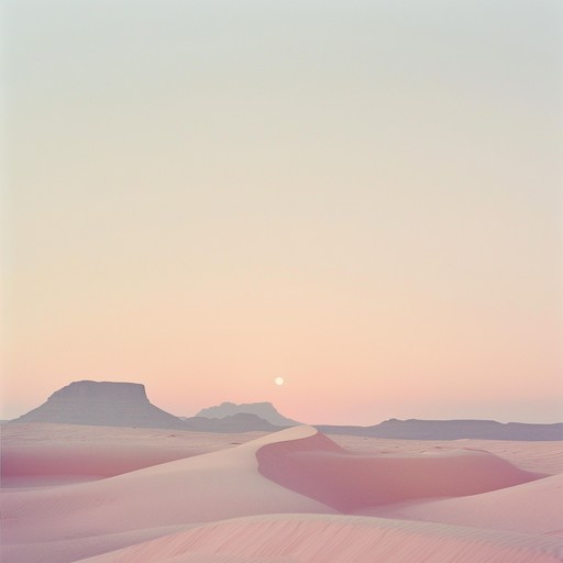 An instrumental track that brings the listener to the heart of a tranquil middle eastern desert at sunset. The melody flows gently, reflecting the soft colors of the dusk sky, with delicate string plucks and harmonious wind instruments serenading the quiet serenity of the sand dunes. This composition offers an intimate journey, blending traditional sounds with modern atmospheric touches, creating an ethereal sense of solitude and reflection.