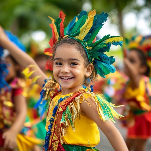 A lively instrumental combining festive calypso rhythms with whimsical toy sounds, inspiring kids to dance and have fun