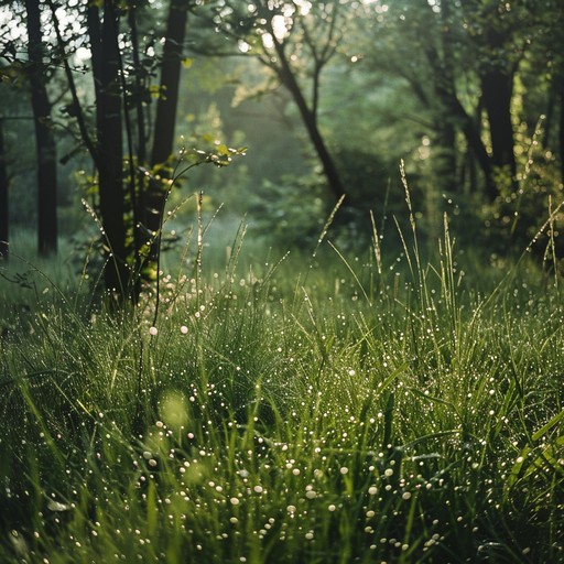 A delightful instrumental escape that brings to life the gentle caress of morning dew over blossoming flowers, accompanied by soothing harp melodies and tender rhythms for a perfect morning reflection.