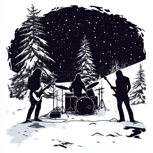 A high energy metal instrumental blending furious guitar riffs with festive elements like jingle bells, evoking the excitement and joy of a holiday celebration in a winter wonderland. The track features explosive drumming, soaring solos, and dynamic shifts that embody the spirited cheer of festive gatherings.