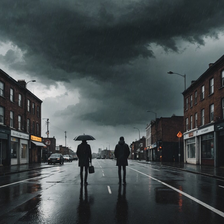 Imagine standing alone under a relentless, gray sky as rain taps rhythmically around you, capturing a sense of both isolation and introspection. This track uses the natural rhythm of rain and the depth of drum and bass to create a soundscape that feels both melancholic and expansive. It mirrors the complex emotions one might feel during a solitary moment in a storm