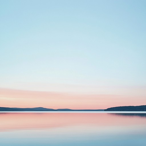 A calming orchestral piece that gently flows like a summer evening breeze over tranquil waters. Lush strings combine with soft woodwinds and the occasional pluck of a harp to paint a peaceful, serene sonic landscape. Listeners will be taken on a soothing auditory journey, imagining the sun setting over a quiet lake, with the sky turning to hues of pink and orange.