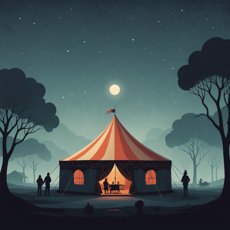 Echoes under moonlight captures the essence of a spectral dance, played under the pale light of the full moon, surrounded by the specter of forgotten performers. It deepens the narrative of loss and eternal longing that transcends the earthly realm.