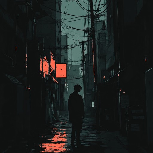 The instrumental track begins with soft, haunting melodies that weave a sense of mystery, gradually building layers of tension and suspense as it progresses, evoking the feeling of an impending confrontation in a shadowy anime setting