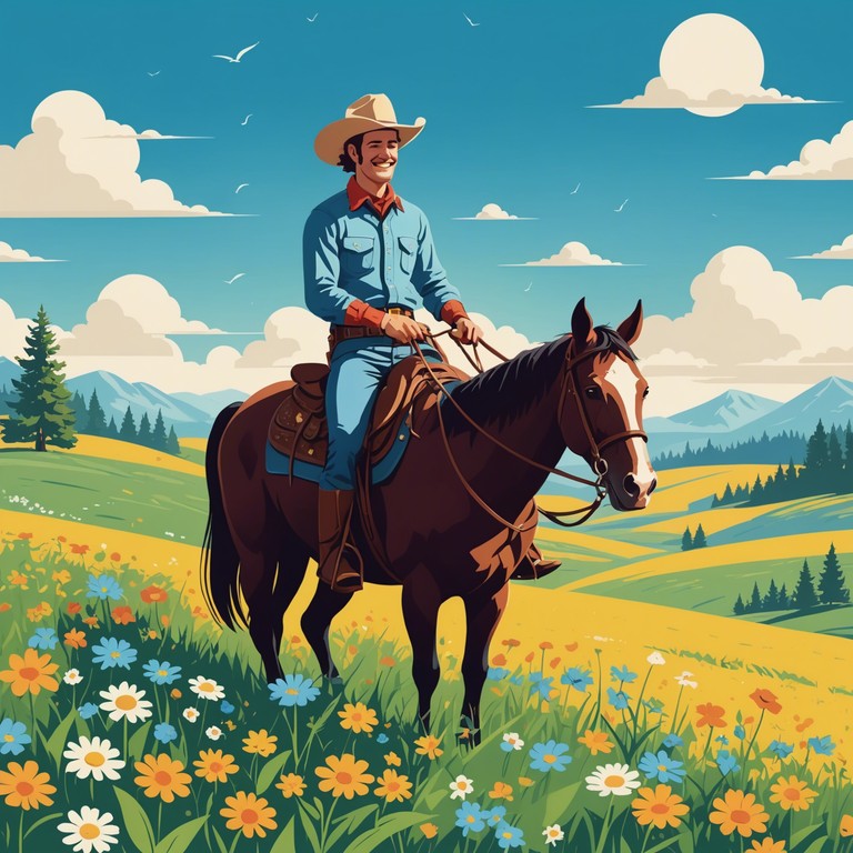 This vibrant track evokes images of a spirited horseback search for new horizons, filled with optimism and the spirit of exploration in the expansive wild west. The playful strums of the banjo support a feeling of unbridled joy and the thrill of discovery.