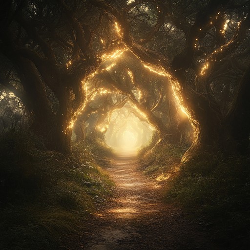 An evocative acoustic guitar piece, blending gentle melodies with subtle percussive elements to create a mystical journey through enchanted forests. The serene music invokes images of mist shrouded glens and hidden woodland paths, perfect for moments of quiet contemplation