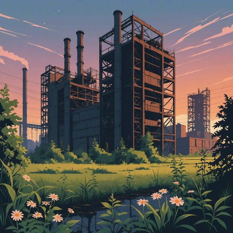 This composition juxtaposes the airy, almost celestial melodies of ethereal music with the gritty, aggressive beat of industrial rock, creating a powerful yet haunting soundscape. The track employs a variety of synthetic sounds and mechanical rhythms, reflecting the beauty and decay of a post industrial world.