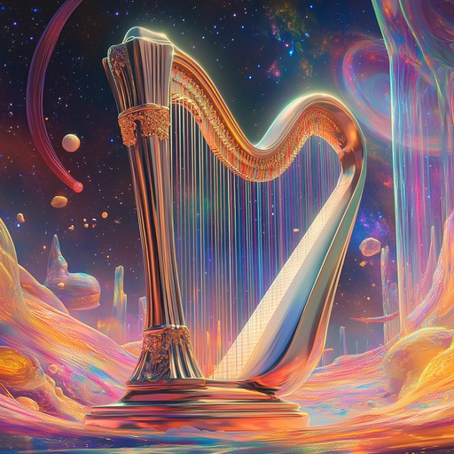 A mesmerizing journey through time and space, blending ancient mystical melodies with futuristic synthesizers. The celestial harp creates ethereal arpeggios, enveloped by electronic rhythms to transport the listener on a hypnotic voyage. Perfect for deep contemplation or cosmic exploration.