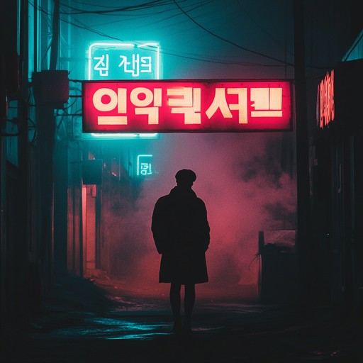 An instrumental k pop track that weaves a sinister atmosphere with ominous synth melodies, haunting electronic textures, and dark, pulsating beats, evoking the feeling of navigating through shadowy streets of seoul at night.