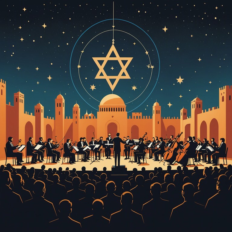 Captures a festive and triumphant atmosphere through a blend of traditional jewish scales and contemporary orchestral music, creating a sound that is both timeless and inspiring.