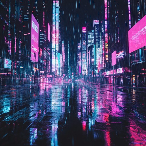 An evocative instrumental piece that captures the essence of a bustling city during rainfall, intertwining the natural sound of raindrops with vibrant electronic rhythms to create a serene yet energetic atmosphere.