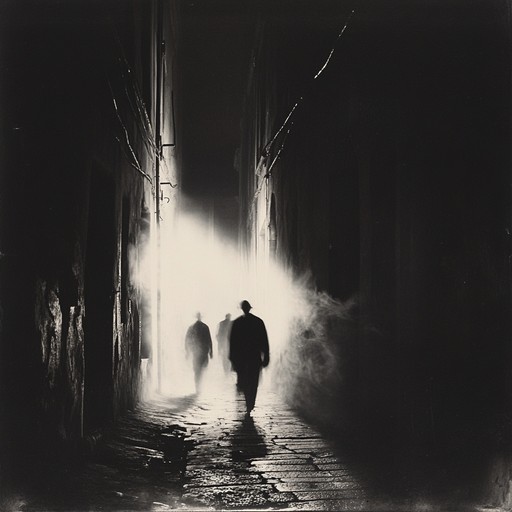 Ideal for setting a scene of intrigue and suspense in a dimly lit, fog covered alley, this track uses minimalistic sound design to create an environment where every soft echo and distant whisper builds tension. The music invites the listener into a world of uncertainty and anticipation, perfect for a thriller or mystery narrative.