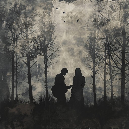 This dark and haunting instrumental freak folk waltz features dissonant acoustic guitar melodies, atonal fiddle drones, and sparse percussion that creates an unsettling, ghostly atmosphere. The waltz rhythm is slow and lurching, giving the piece an off-kilter, carnival-esque feel. Distant, wordless vocalizations echo in the background, adding to the track's otherworldly mood.