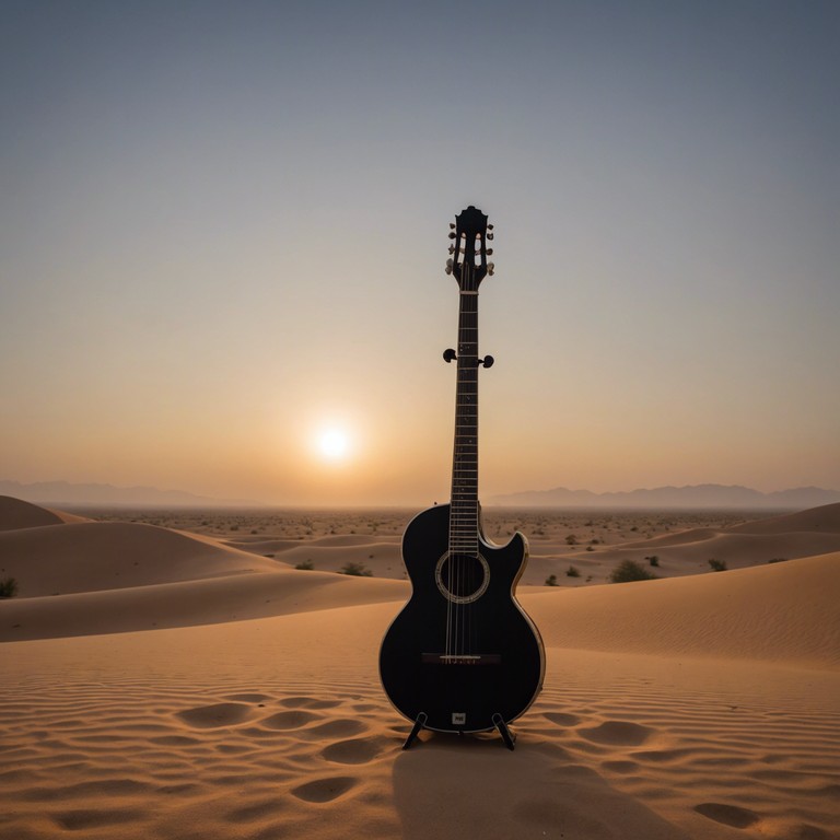 A captivating instrumental that merges the traditional indian raga with contemporary rock elements, embodying the mystical quality of a desert at dawn, combining both serenity and a rush of adrenaline in a melodious blend.