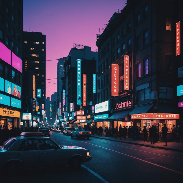 Imagine a bustling city at night, lit by neon signs reflecting on wet streets, where eclectic sounds merge into an irresistible dance rhythm. This track features deep bass lines intertwined with futuristic synth patterns, creating a lively atmosphere perfect for a night out.