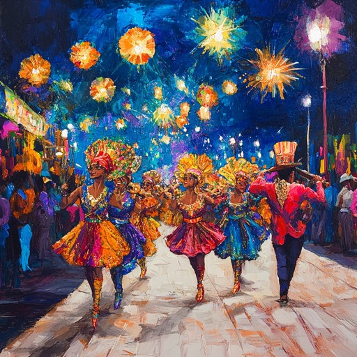 A composition capturing the heart thumping essence of a night at rio's carnival parade. Driven by lively samba beats and dynamic shifts, feel the energy and joy ignite with each note, perfect for a celebration under the stars.