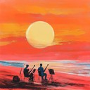 latin jazz infused with samba, capturing the sunset mood