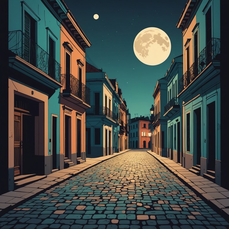 Immerse yourself in this enigmatic track where the rhythmic pulse of latin music meets the dark undertones of an evocative havana night. A mysterious melody played on a solitary bandoneón evokes a scene of intrigue and suspense, suitable for a nocturnal journey through the backstreets of old havana.