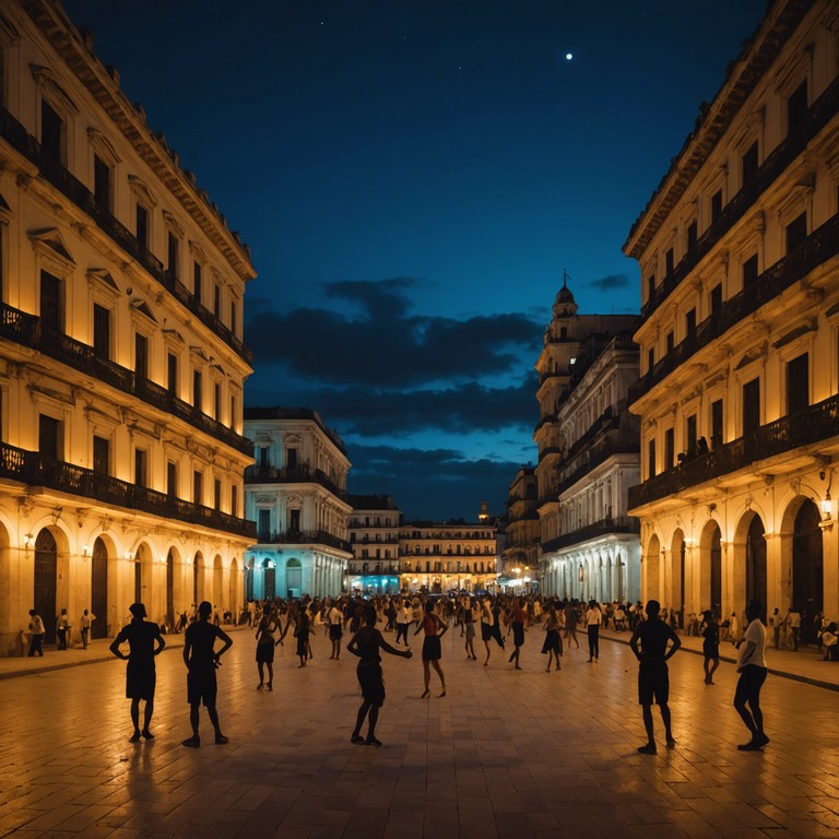 A sonic journey through the streets of havana, capturing the joy and passion of salsa dancing under the moonlit sky, led by powerful conga drums that echo the spirit of cuba.