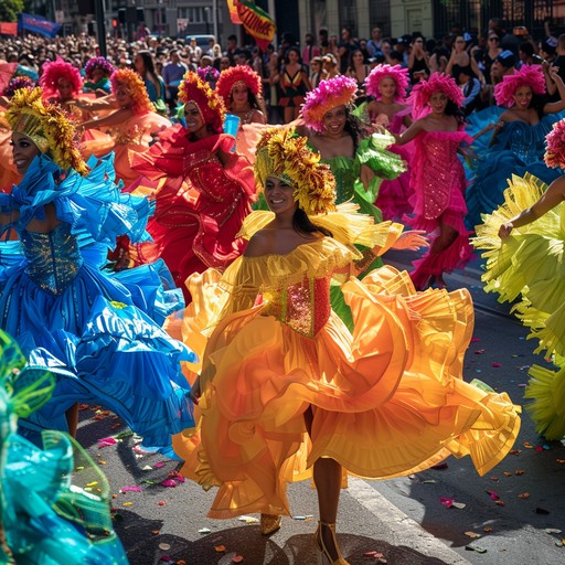 Experience the joyous spirit of a street carnival with infectious samba rhythms, energetic percussion, and vibrant melodies that invite everyone to dance and celebrate together.