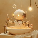 a playful tune of a robot enjoying bubbly relaxation