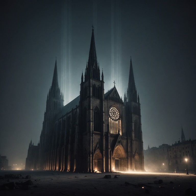 This instrumental track features a dramatic, haunting, and somber mood created by the atmospheric and resonant sounds of a church organ playing in an ancient cathedral. The music evokes the sense of wandering through the cold, echoing chambers of history, where each note tells a story of what was forgotten and dawn brings no solace.