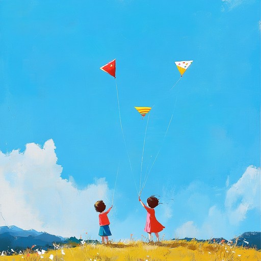 An energetic instrumental featuring lively tunes that embody the delight of children flying kites on a sunny day, with melodies that soar and dance like kites in the sky.