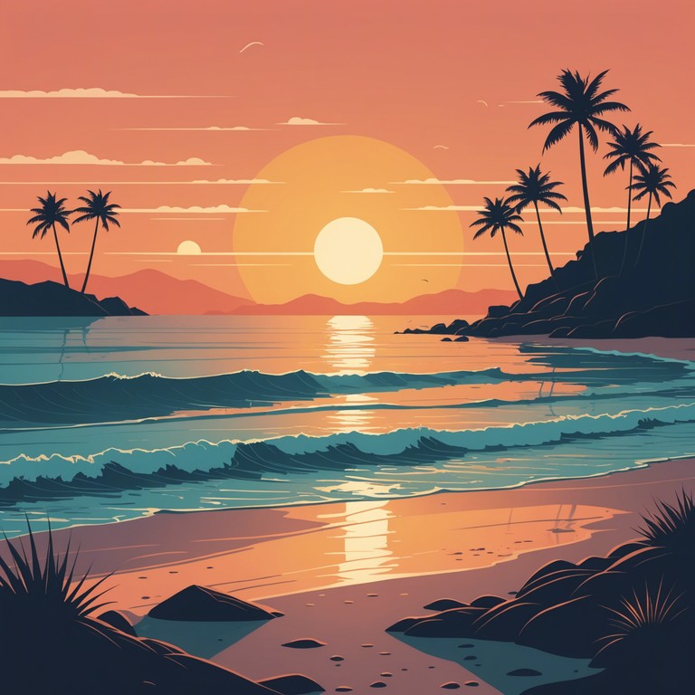 This instrumental track evokes the serene atmosphere of a tropical sunset, featuring mellow melodies that mimic the gentle motion of waves. The rhythm is slow and soothing, embodying the essence of unwinding on a sun kissed beach. Soft percussive elements provide a subtle reminder of a distant island drum, enhancing the track's relaxing nature.