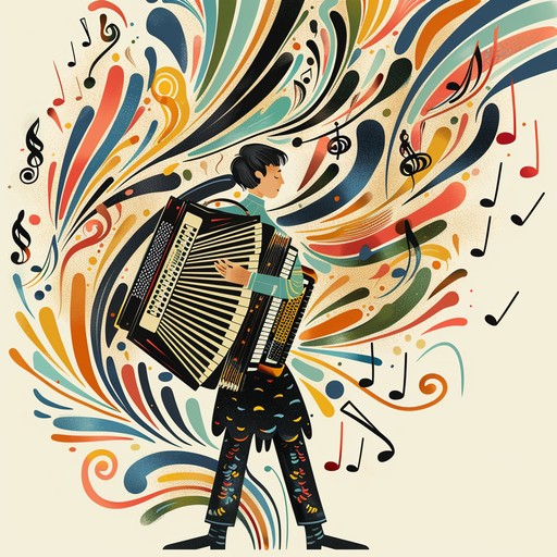 Experience an enchanting meld of rhythmic polka beats with a mesmerizing accordion melody, creating a soundscape that hypnotizes listeners into a dance trance, with subtle dynamic shifts keeping the energy pulsating.