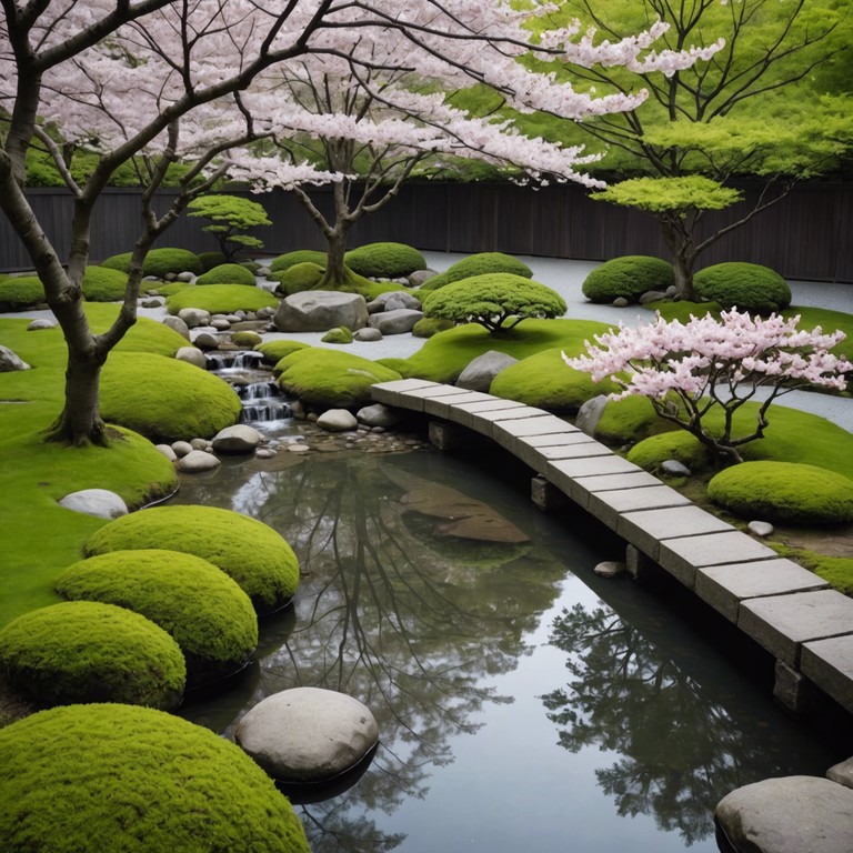 An instrumental piece combining the gentle sounds of a japanese koto with the ambient noise of a flowing stream, encapsulating the tranquility and aural beauty of a zen garden at dawn. This calming track invites listeners to an introspective journey, perfect for relaxation or meditation.