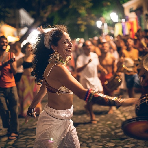 As twilight embraces the carnival, the saxophone takes the lead, playing soulful melodies that resonate with the joy and energy of the evening festivities. It's a musical journey through the heart of brazilian culture, where every note tells a story of festivity and passion.