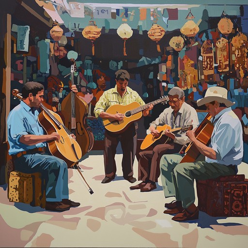 An inspiring fusion where the rustic charm of bluegrass meets mesmerizing middle eastern rhythms, using instruments like banjo and oud to craft a unique auditory experience evoking vast desert landscapes.