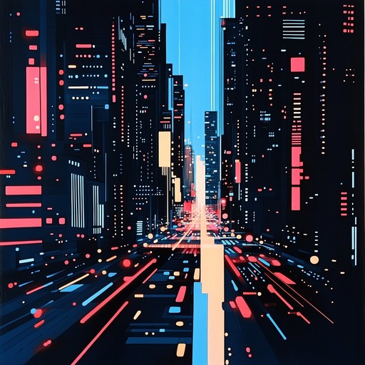 Imagine walking through a neon lit cityscape at midnight, where the deep, pulsating beats of house music echo through the streets. Each thump of the bass echoes the vibrant life of the city at night, combined with the ethereal tones of a synthesizer, crafting an immersive, urban night scene.