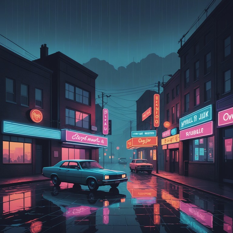 This version focuses more on the glittering neon signs as a metaphor for fleeting moments of light in the darkness of life. It adds layers of minimalistic synths to enhance the sensation of passing through a sleeping city under the glow of rain slicked streets.