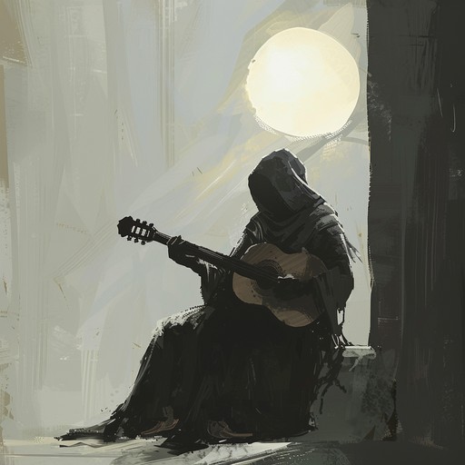 The gentle plucking of an acoustic guitar weaves a melancholic melody, painting a picture of a lonely minstrel wandering through cobblestone streets and misty forests. The delicate notes dance like teardrops, each one a reflection of the troubadour's longing for connection and purpose. As the song progresses, the haunting strains of a violin join the guitar, their intertwining harmonies evoking the bittersweet nature of the minstrel's journey. The music ebbs and flows, alternating between moments of quiet introspection and passionate crescendos, mirroring the ups and downs of the troubadour's life on the road