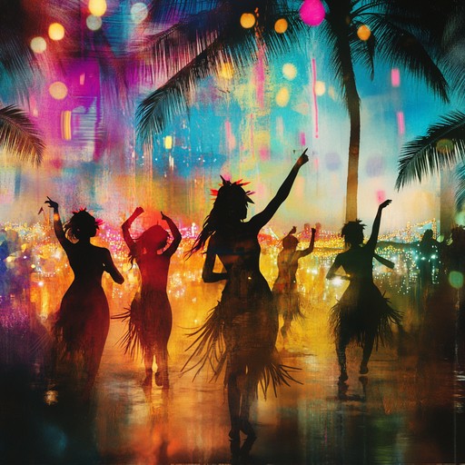 Feel the pulse of midnight with lively mambo beats and infectious rhythms that transport you to a tropical paradise, full of vibrant life and swirling movement.