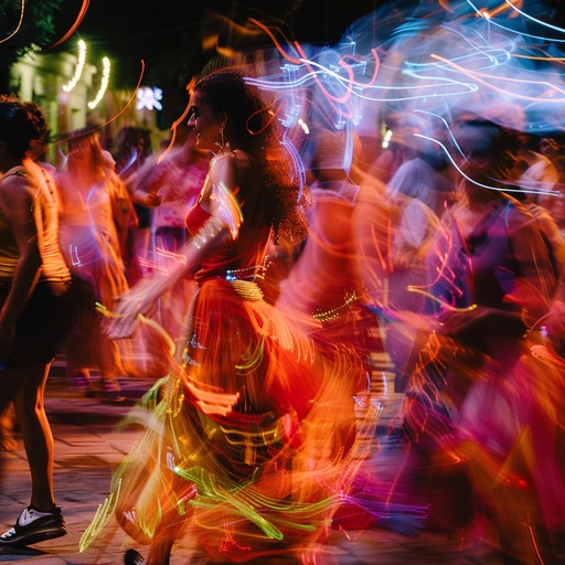 Joyful, energetic beats create an uplifting atmosphere for dancing, highlighting the exuberance and vitality of latin summer festivities, characterized by dynamic salsa rhythms and conga drumming.