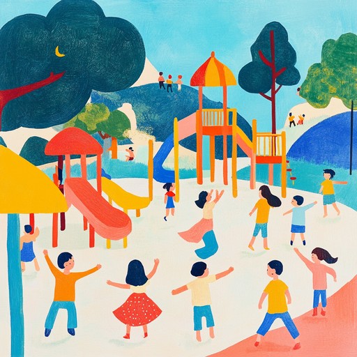 An instrumental track with infectious energy, using funky basslines, catchy melodies, and vibrant disco rhythms to evoke a carefree, playful atmosphere reminiscent of 70s summer playgrounds