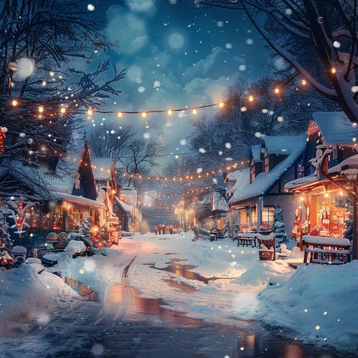 Transport yourself to a scene of joyful revelry on a winter evening, where the air is filled with laughter and music. The track brings together soul stirring blues tones and lively rock riffs, symbolizing the warmth and excitement of holiday gatherings with the backdrop of festive decorations sparkling in the snowy night.