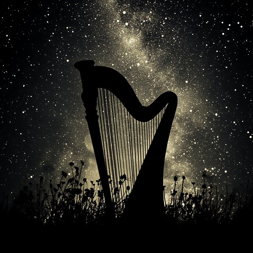 An instrumental lullaby that gently weaves a tapestry of soothing harp melodies, echoing under the serene night sky, designed to lull listeners into peaceful slumber