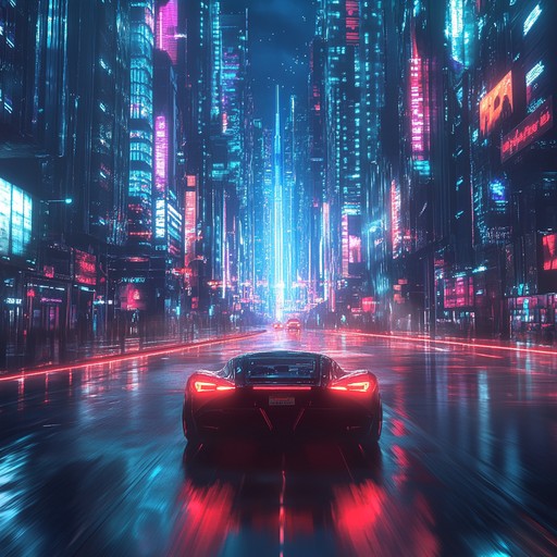 Embark on a pulse pounding rush through a glowing retro future city, where shimmering neon streets and energetic synth melodies ignite a sense of boundless excitement and nostalgia. The track pulses with powerful rhythms, ensuring an exhilarating sonic experience reminiscent of 80s sci fi dreams.