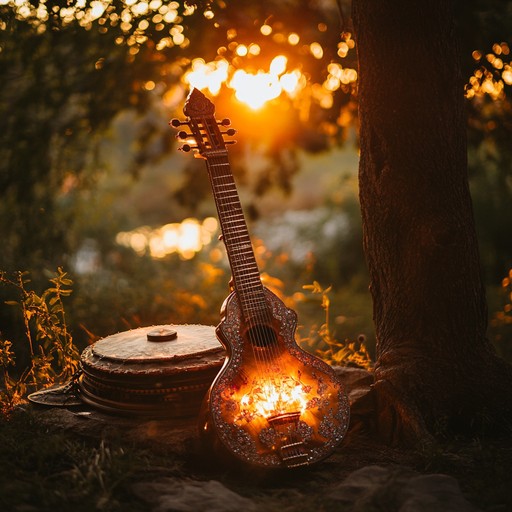 An enchanting piece featuring the intricate melodies of hindustani classical music combined with uplifting, euphoric elements. Sitar and tabla interplay to create a transcendent auditory experience, invoking joy and serenity.