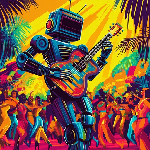 An instrumental song blending samba rhythms with funky electronic elements, featuring groovy beats and playful synth melodies for a fun and quirky vibe.